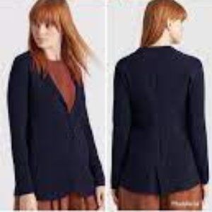 NWT Eileen Fisher Midnight Washable Merino Wool Interlock Notch Collar Cardigan